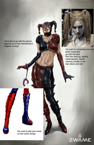 Illustration for article titled Concept art shows the disturbing evolution of Batman: Arkham City's Harley Quinn